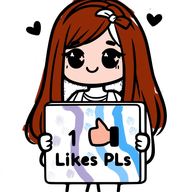 girl holding a sign saying 10 likes pls