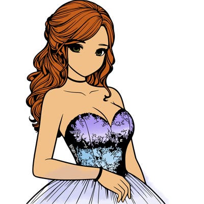 realistic girl in prom dress