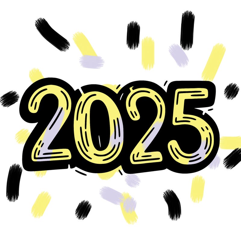 one line scrawled numbers sketch design “2025”