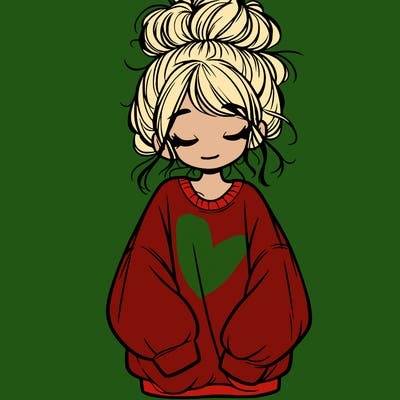 girl with baggy sweatshirt and messy bun