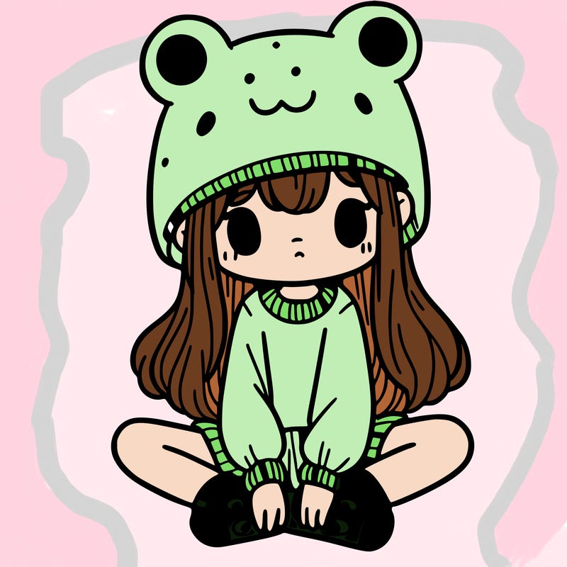 a girl wearing a frog hat and some frog socks