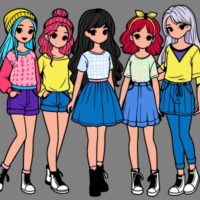 a group of five girls