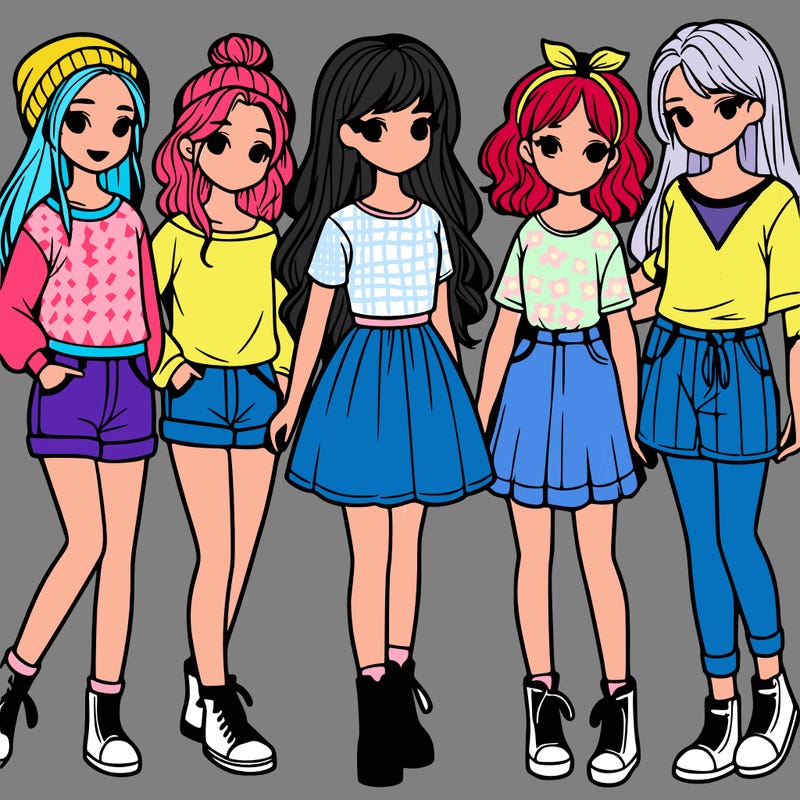 a group of five girls