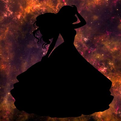 realistic woman with dress flowing in the wind