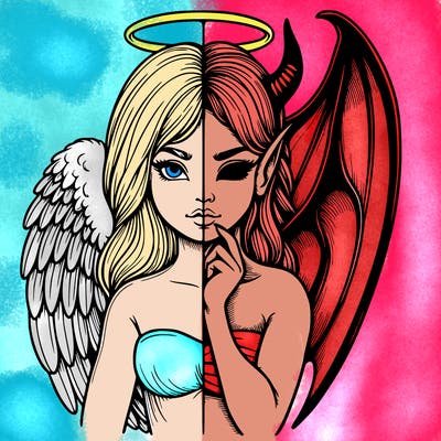 realistic angel half demon