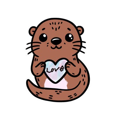 otter with a heart
