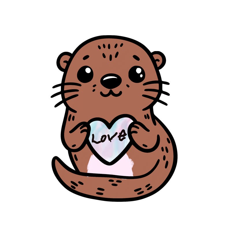 otter with a heart