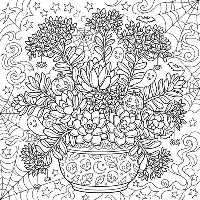 Dive into the enchanting world where botanical beauty meets Halloween fun with this unique Sedum Succulent coloring page. Discover a delightful blend of fleshy plants and spooky elements, perfect for celebrating the season.