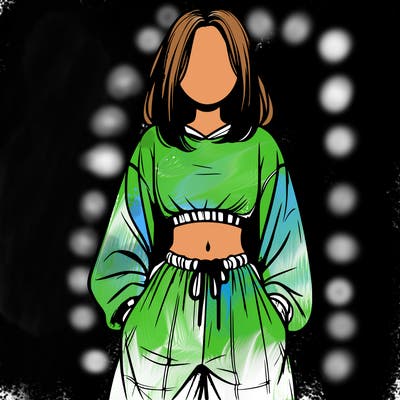 realistic girl faceless with baggy pants and a crop top