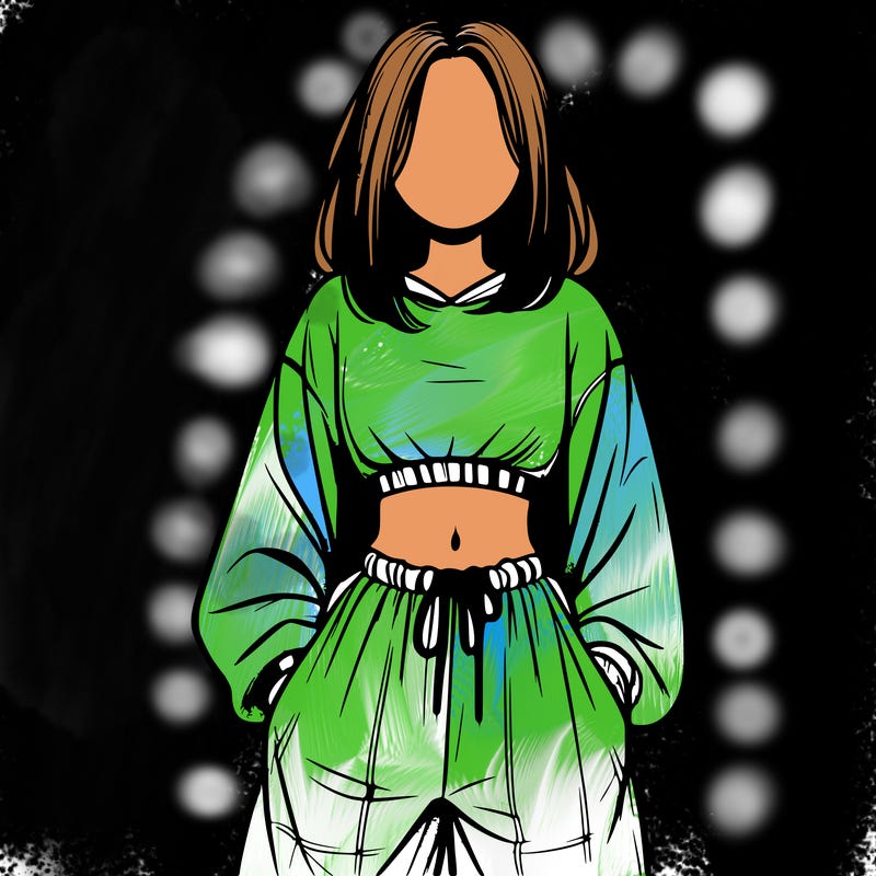 realistic girl faceless with baggy pants and a crop top