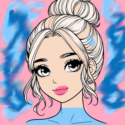 realistic pretty girl with hair in bun