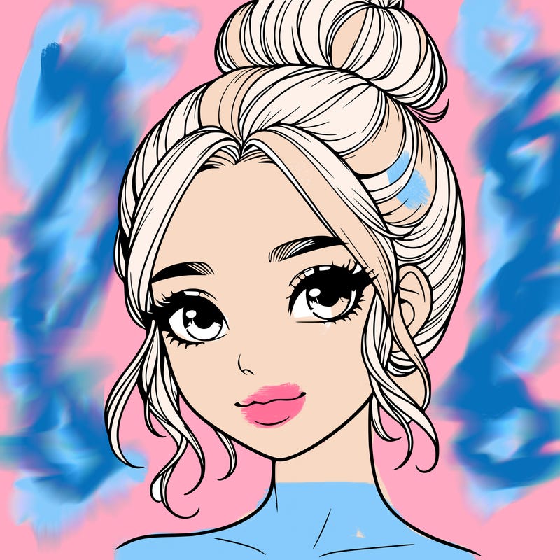 realistic pretty girl with hair in bun
