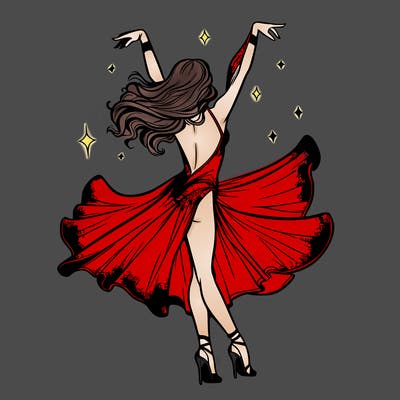 dancer dancing with a shimmery costume on realistic