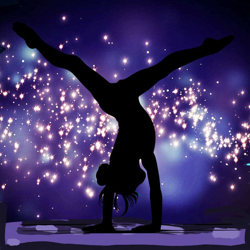 realistic gymnastic hand stand girl in four splits