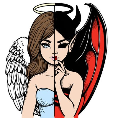 realistic angel half demon