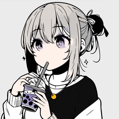 manga character drinking boba