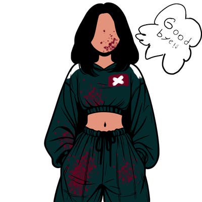 realistic girl faceless with baggy pants and a crop top