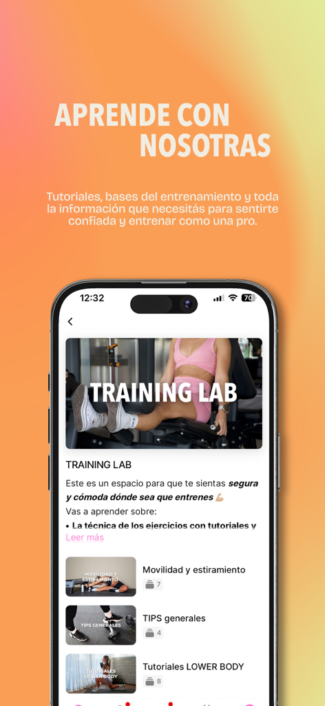 Inner Space - Inner Space app interface showing the Training Lab section with fitness tutorials and mobility tips