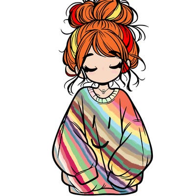 girl with baggy sweatshirt and messy bun