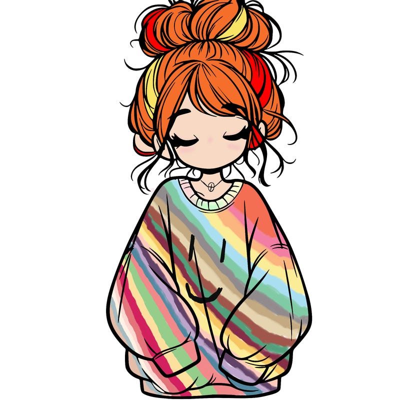girl with baggy sweatshirt and messy bun