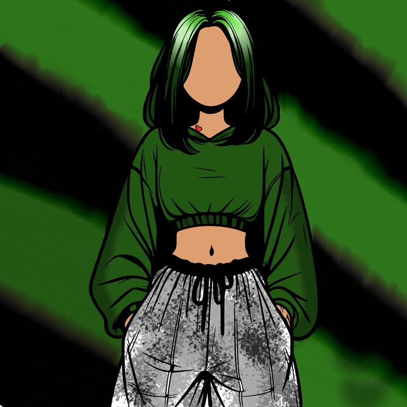 realistic girl faceless with baggy pants and a crop top