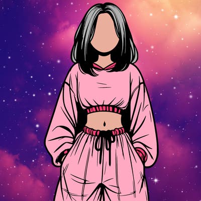 realistic girl faceless with baggy pants and a crop top