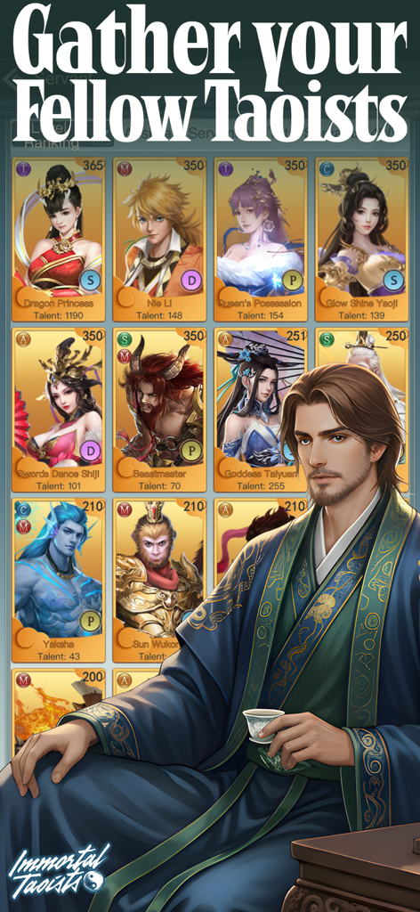 Immortal Taoists-MUD Wuxia - A collection of immortal servants and character cards in the Immortal Taoists mobile game