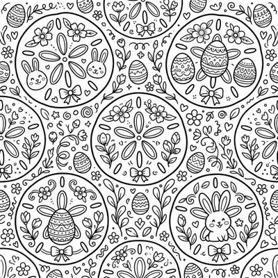 Discover a unique blend of ocean charm and Easter joy with our adorable Sand Dollars coloring page. This intricately designed template features festive sand dollars adorned with cute bunnies, patterned eggs, and cheerful spring blossoms, promising hours of creative fun.