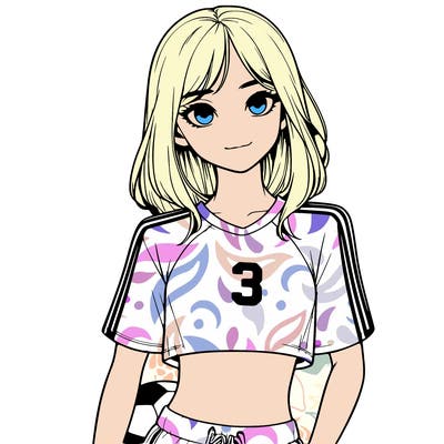 realistic girl wearing soccer jersey