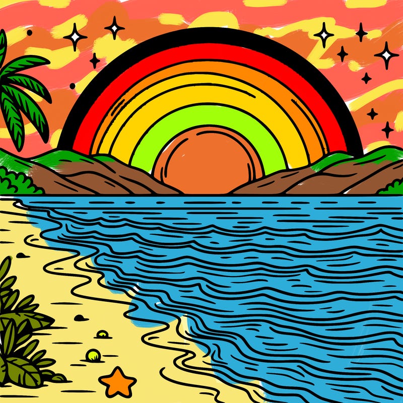 a sunset by the ocean