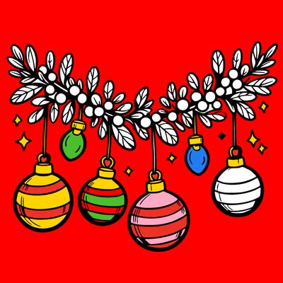 christmas garland with big bulbs