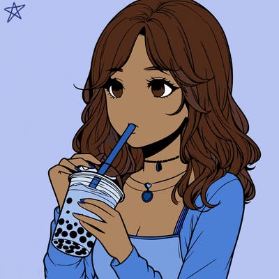 realistic girl drinking boba tea