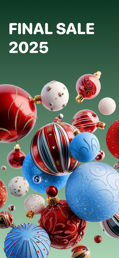 Banner de Rebajas Finales 2025 para Joom con adornos navideños coloridos