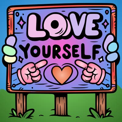 a sign where it is written: love yourself