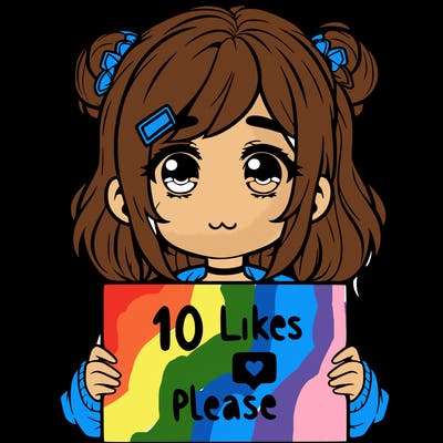 a girl with a sign saying 10 likes please