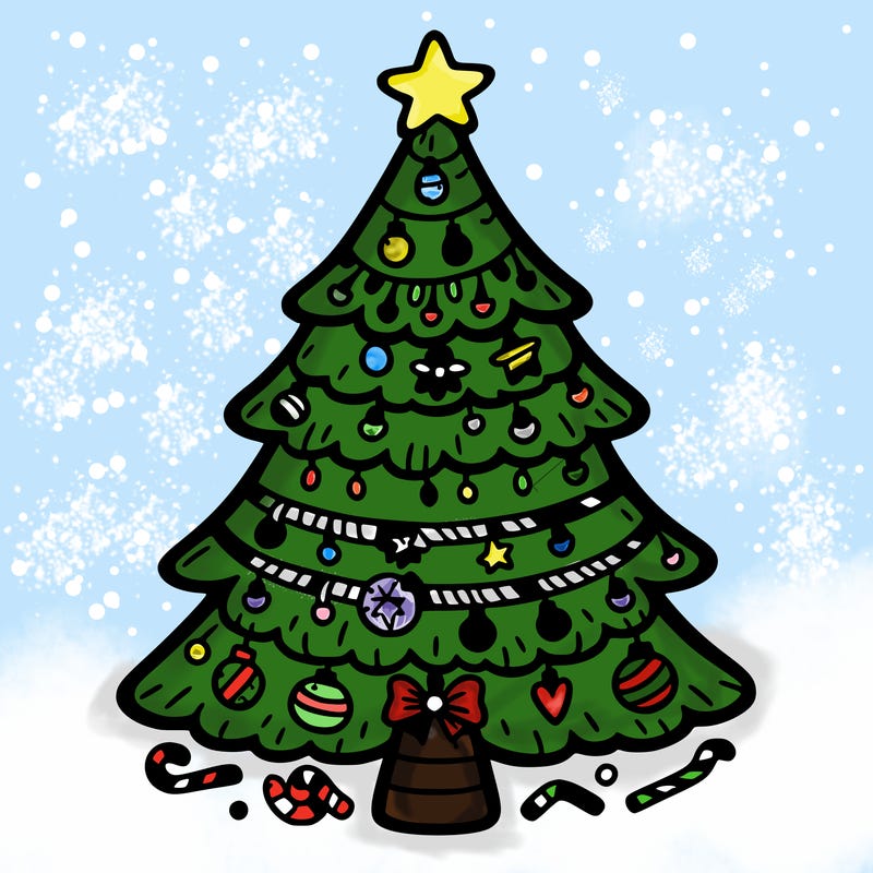 christmas tree with lots of details
