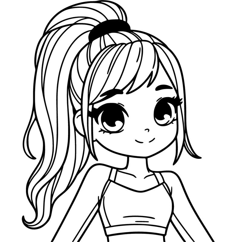 a cute teenage girl with a high ponytail and a crop top