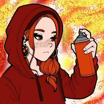 a realistic girl, spray painting