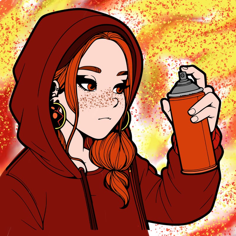 a realistic girl, spray painting