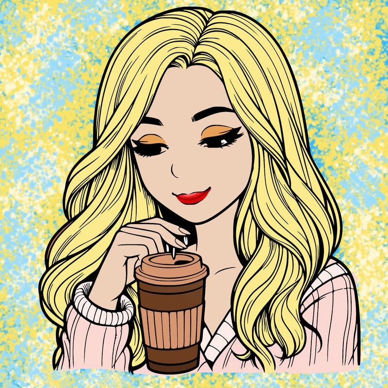 realist girl drinking coffee
