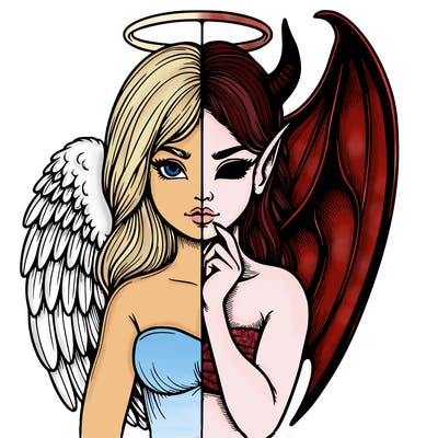 realistic angel half demon