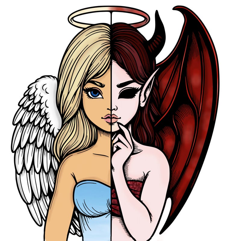 realistic angel half demon