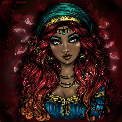 realistic beautiful mysterious gypsy girl