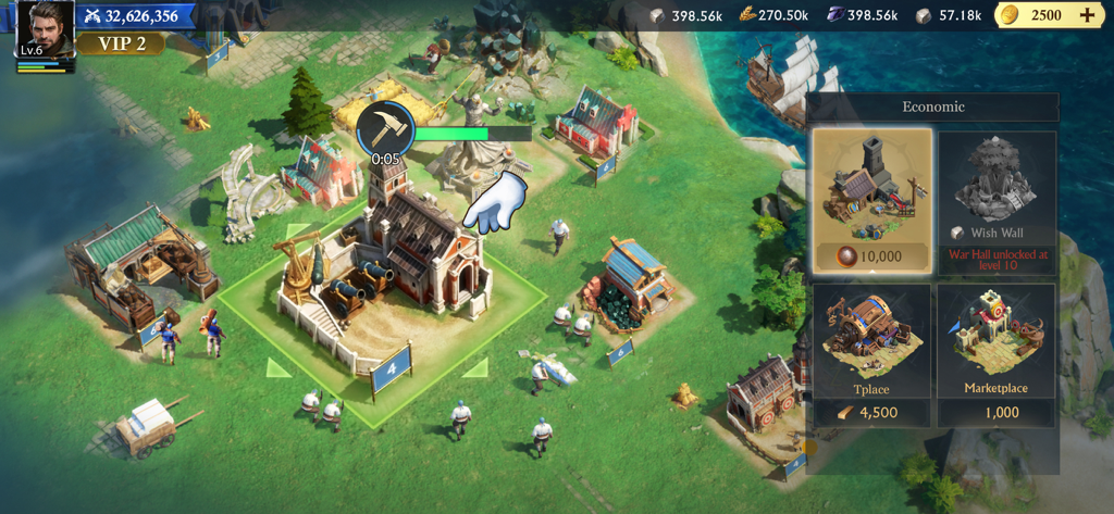 Base building and settlement construction interface in Stormshot Isle of Adventure