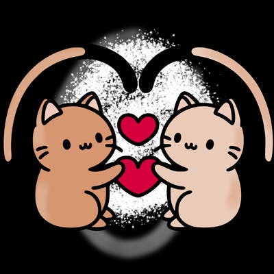 cats making a heart with tails