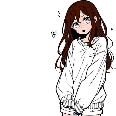 manga teen girl  in a sweater and baggy pants