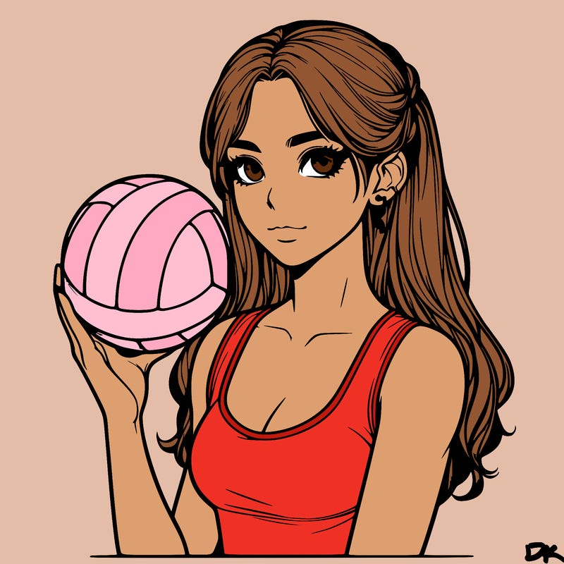 realistic girl  with volleyball