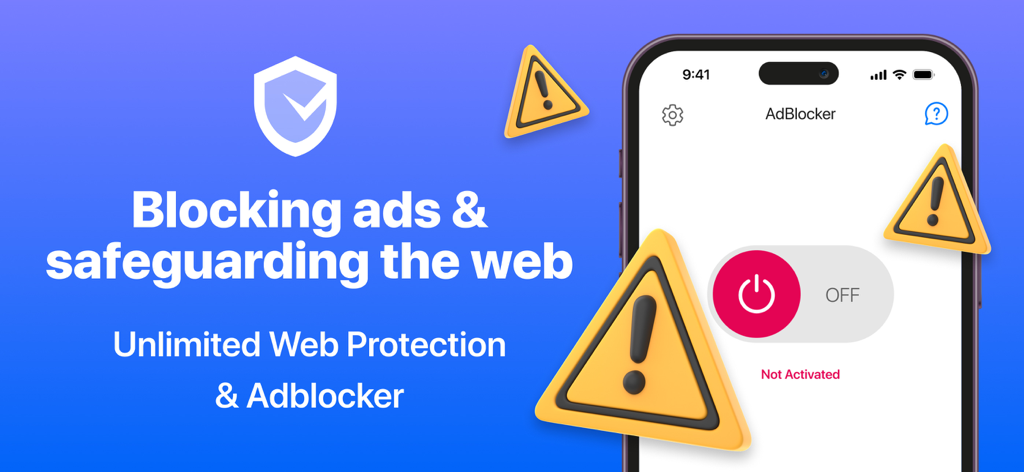 iProtect app interface for blocking ads and web protection on a smartphone