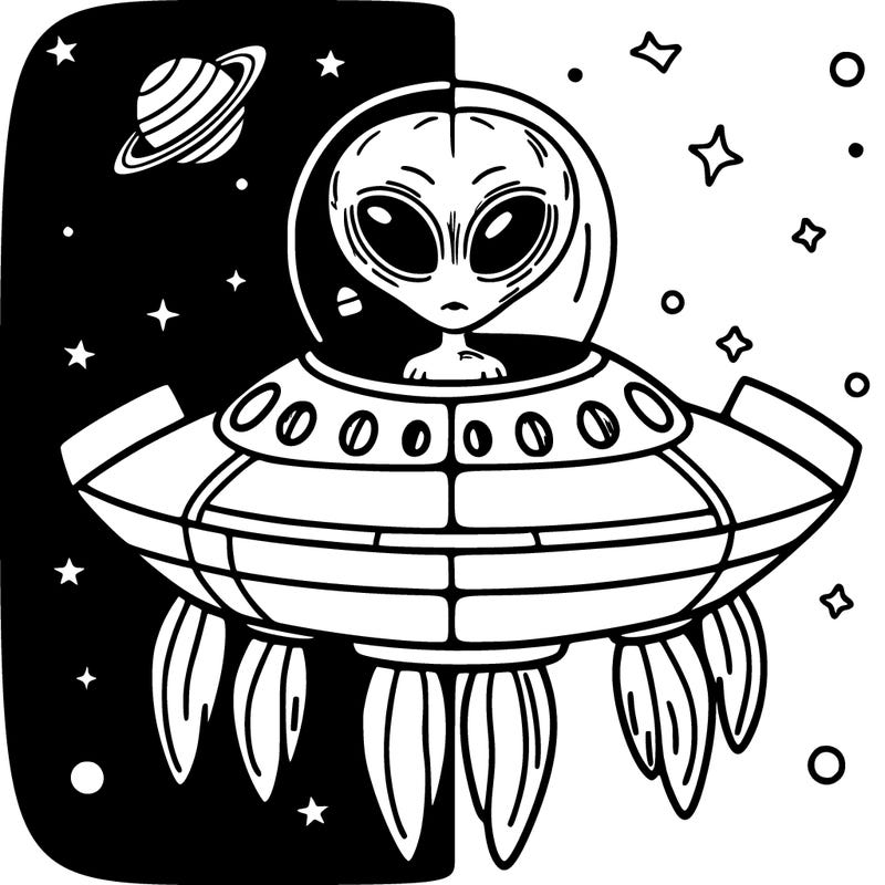 alien in a spaceship