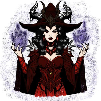 realistic evil sorceress fantasy chaos